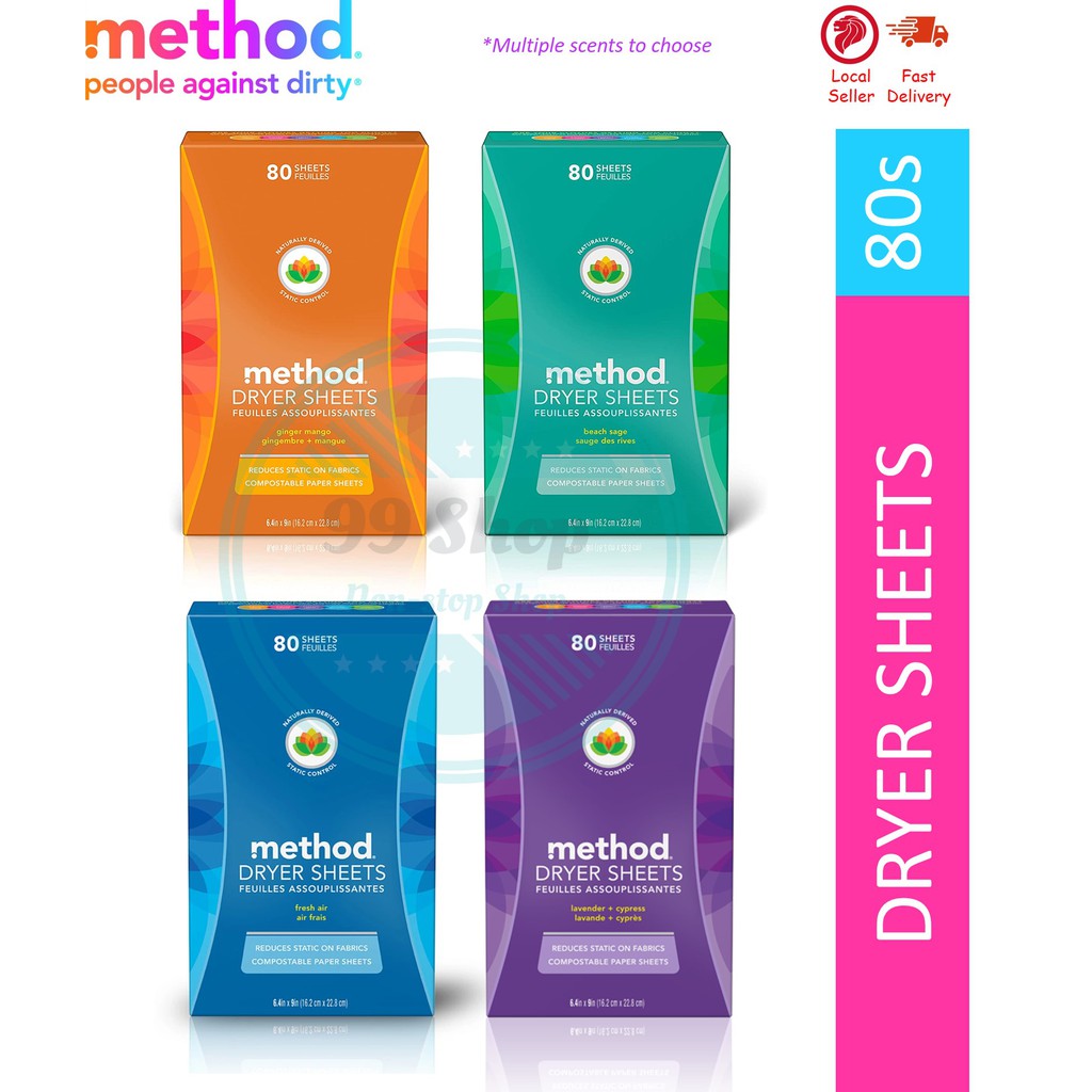 Method Dryer Sheet 80s Beach Sage Ginger Mango NEW Fresh Air