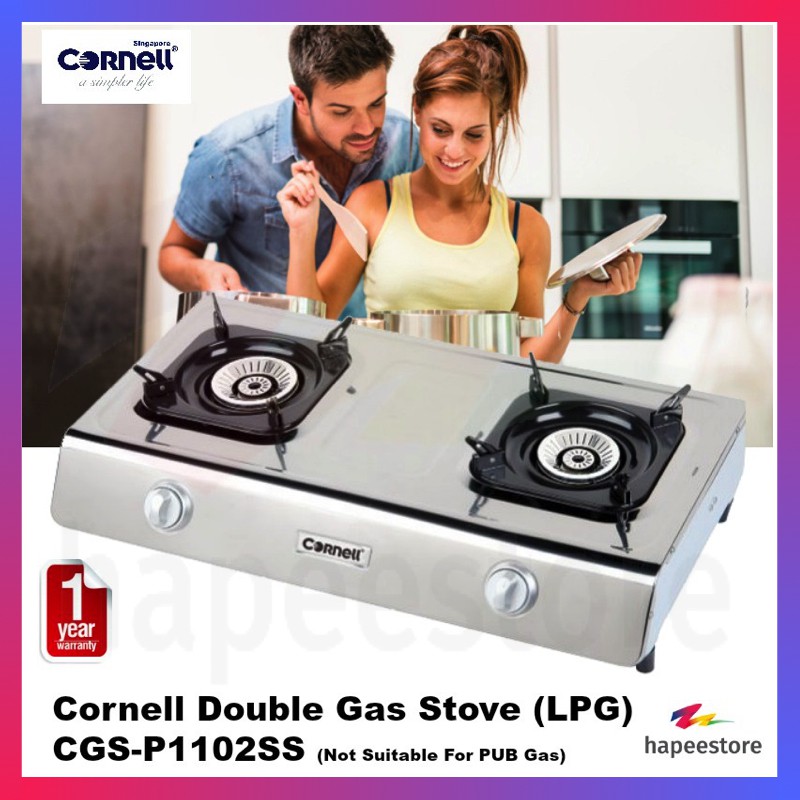 Cornell Double Gas Stove (LPG) CGSP1102SS (1 Year Warranty) Shopee