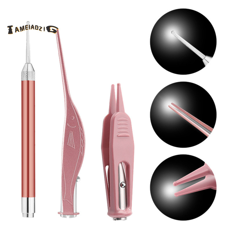 ☆3 Pcs Ear Pick Ear Wax Removal Tools with LED Light Ear Spoon Digger