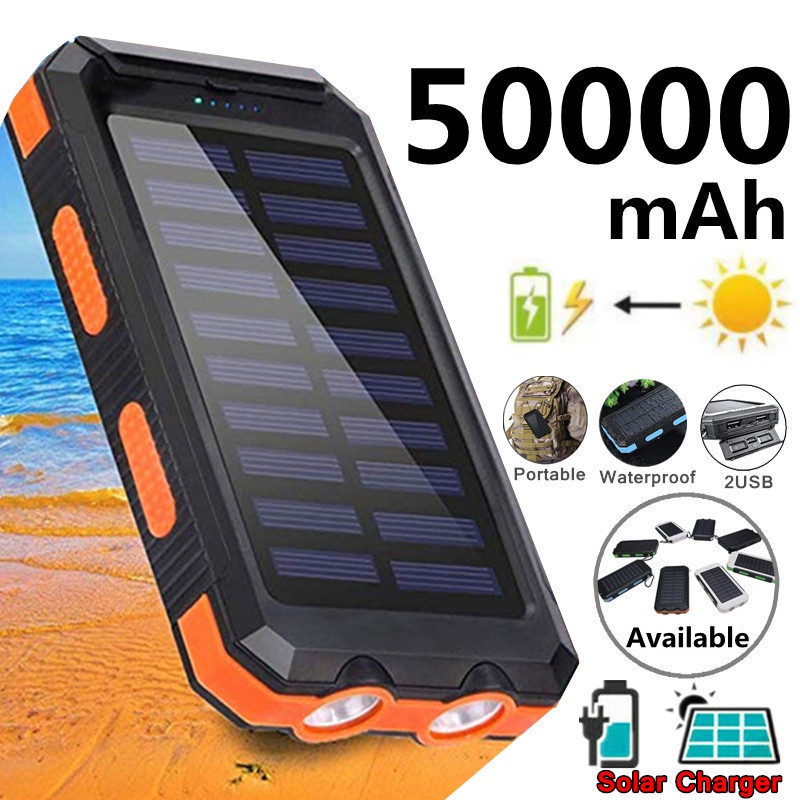 50000mAh Solar Powerbank Outdoor Solar Energy External Battery Fast