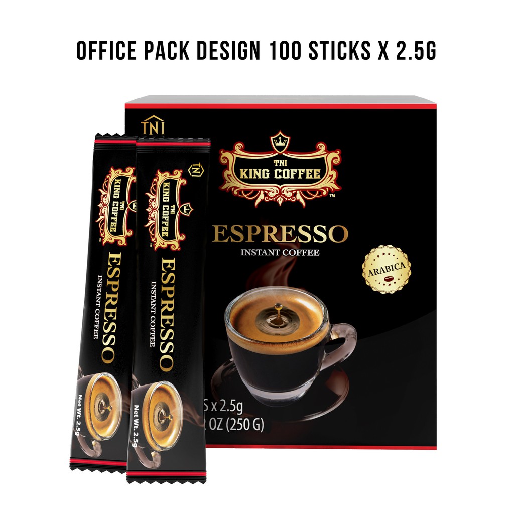 KING COFFEE Espresso 100s Instant Office Pack Strong, Full Body