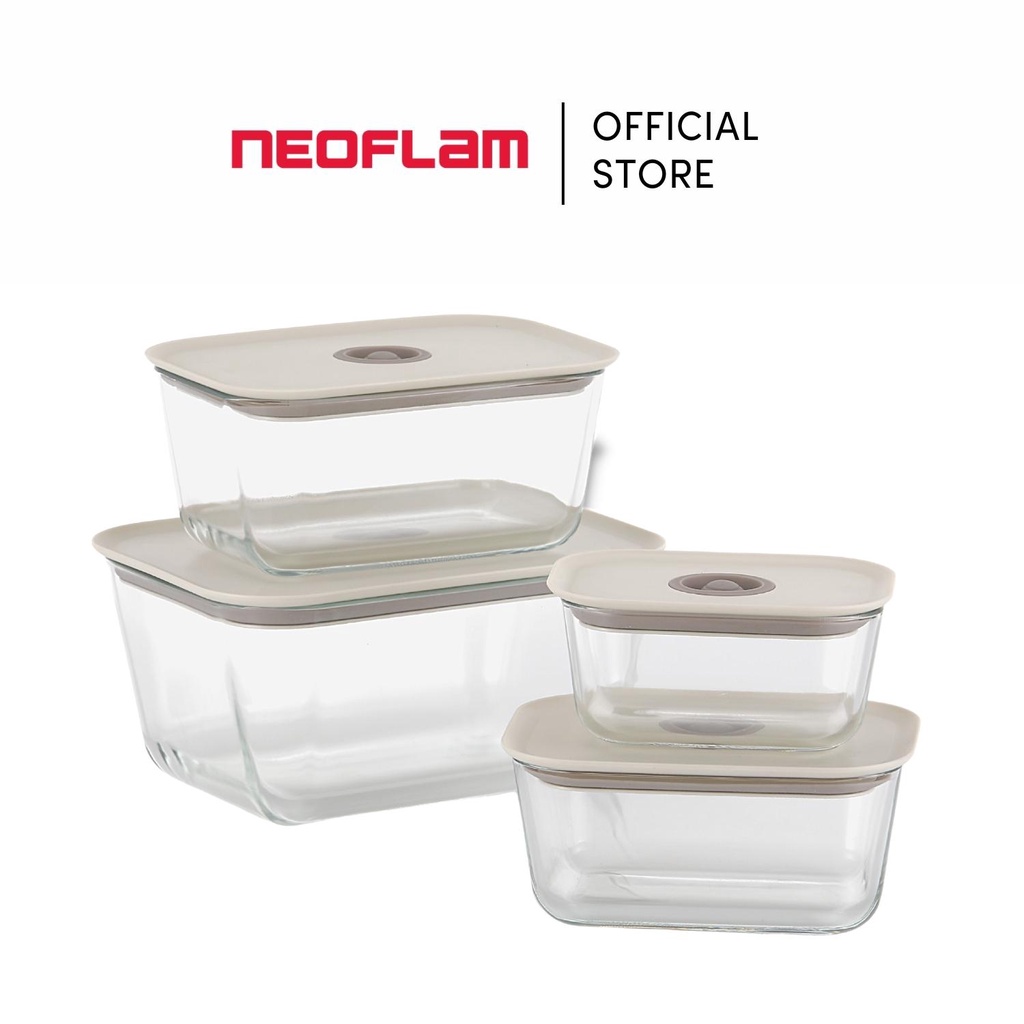 NEOFLAM Clik Borosilicate Glass Heat Resistance Airtight Food Storage