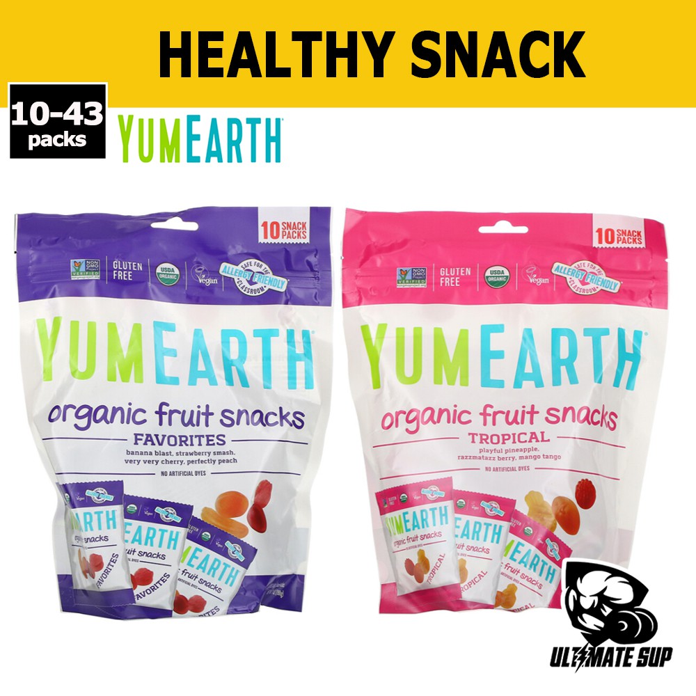 YumEarth, Organic Fruit Snacks, Rice Syrup, Cane Sugar, Pectin, Gluten