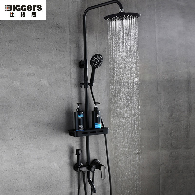 Biggers sanitary matte black color brass bathroom shower faucet set