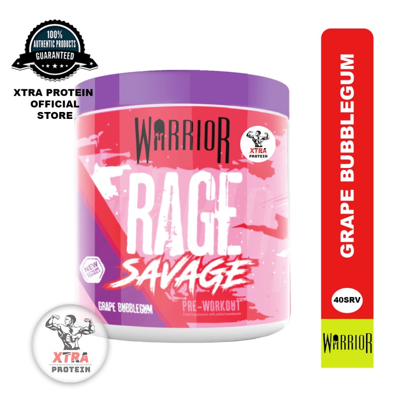 Warrior Halal Rage Savage PreWorkout (330g) 40 Servings Grape