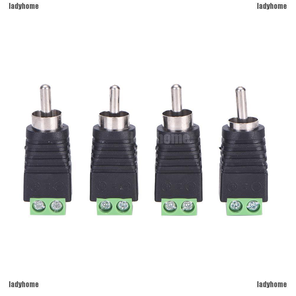 4 pcs Speaker Wire cable to Audio Male RCA Connector