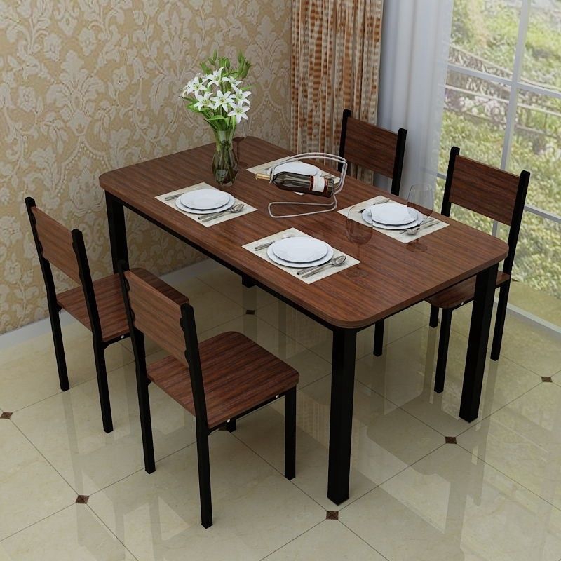 Small 6 Person Dining Table Modern Minimalist Marble and Chair Combination Set Small Solid Wood