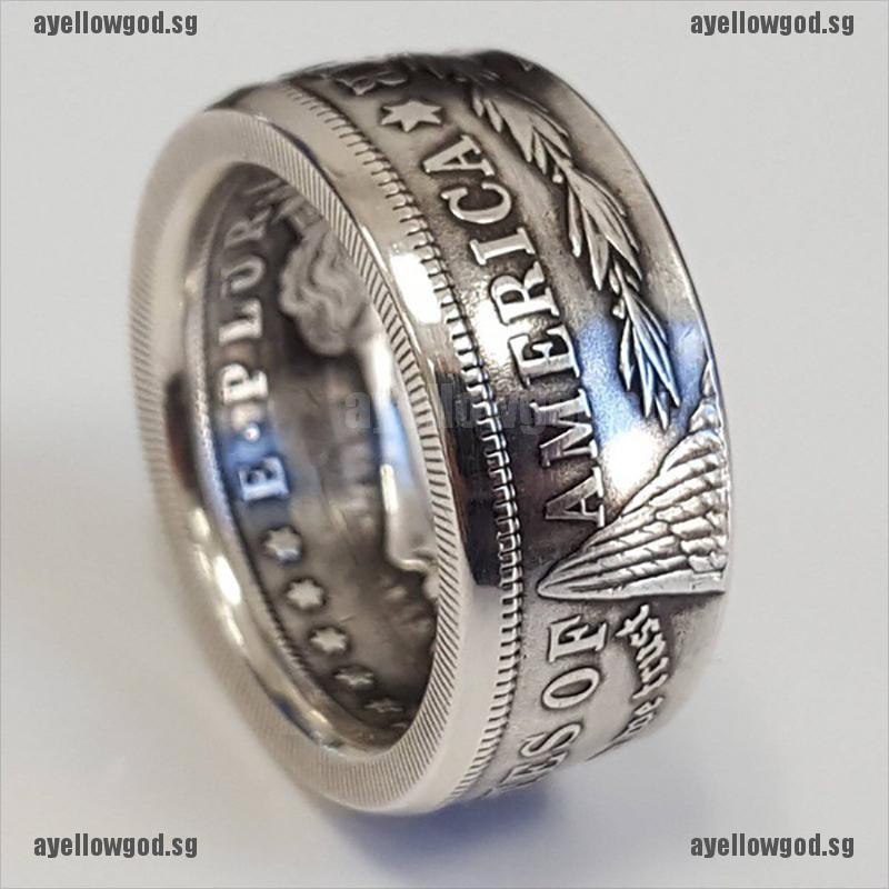 【god】Silver Dollar Coin Ring Size 613 Handmade Crafted Rare Silver Men Rings Shopee