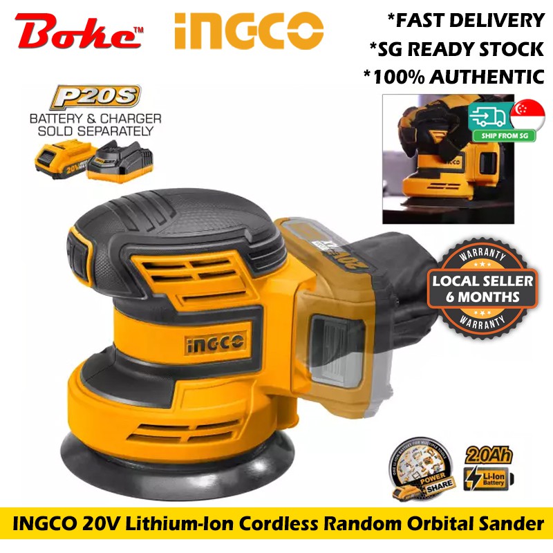INGCO Random Orbit Sander (Bare Tool) 20V LithiumIon Battery Shopee