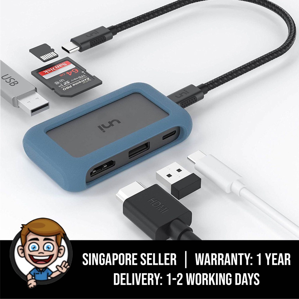 uni USB C Hub HDMI Adapter, 6in1 USB Type C hub w/USB C