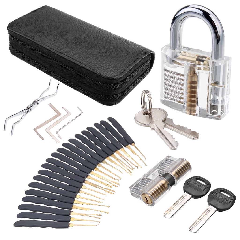 Lock Pick Training Tool Transparent Practice Padlock Set