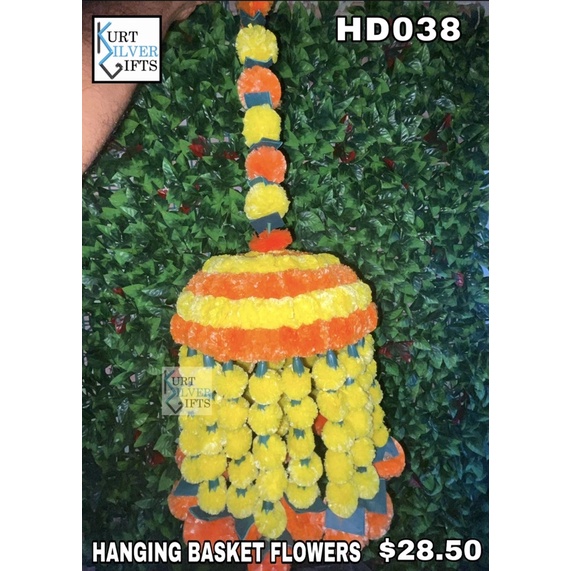 Hanging artificial flower decoration indian fake flower basket design