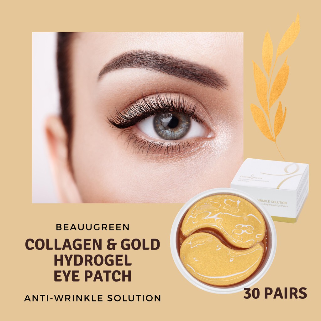 BeauuGreen Collagen & Gold Hydrogel Eye Patches, 30 Pairs (90g