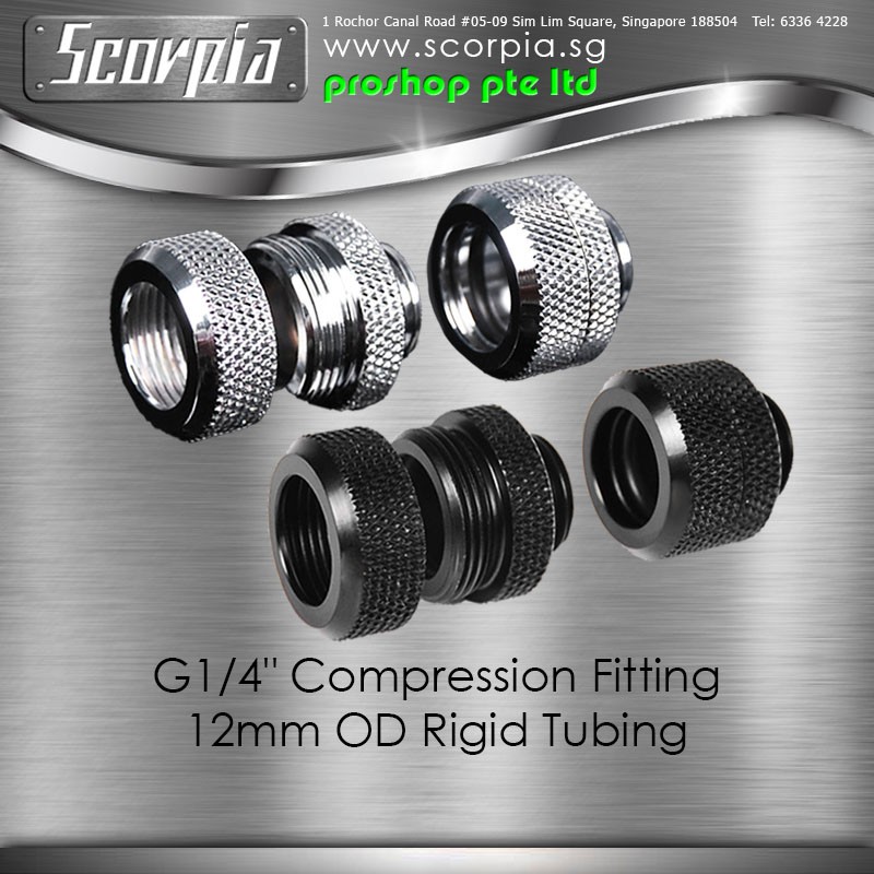 G1/4" Compression Fitting 12mm OD Rigid Tubing for Water Cooling