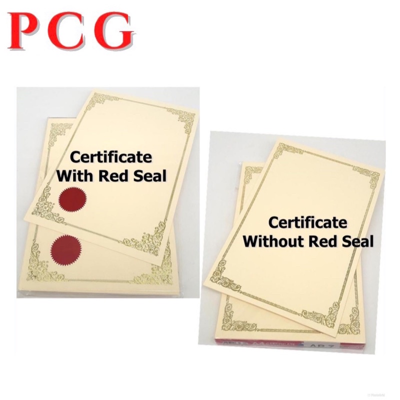 Certificate paper with red seal / certificate paper without red seal