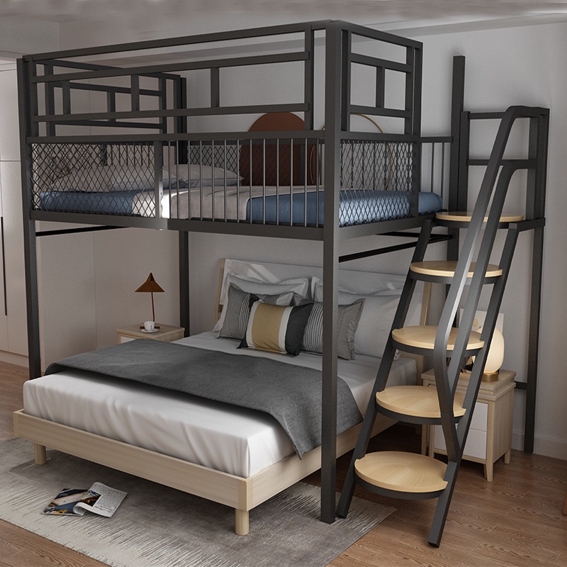 Loft loft bed multifunctional space saving elevated bed apartment duplex second floor bed iron