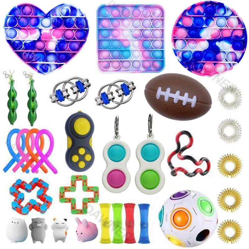 1 set Cheap Pop Its Sensory Fidget Toy Pack Set Stress Relief Toys PopIt Mesh And Marble It
