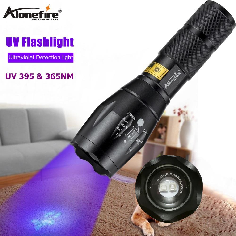 AloneFire G700 LED UV Light Zoom Flashlight 365&395nm Torch Travel safety Cat Dog pet urine UV