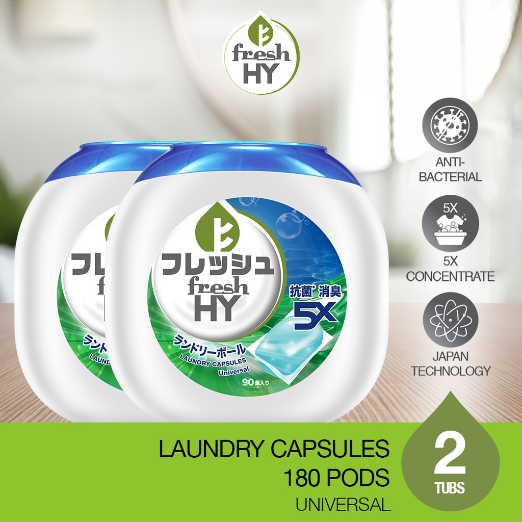 Fresh HY Laundry Capsules 90 Pods x 2 Tubs Shopee Singapore