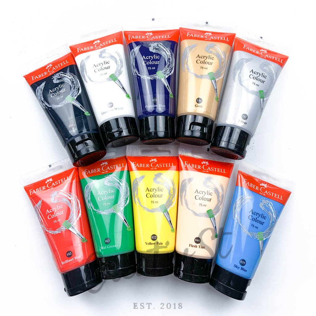 Faber Castell Color Acrylic Paint 75 Ml Unit Acrylic Painting Shopee