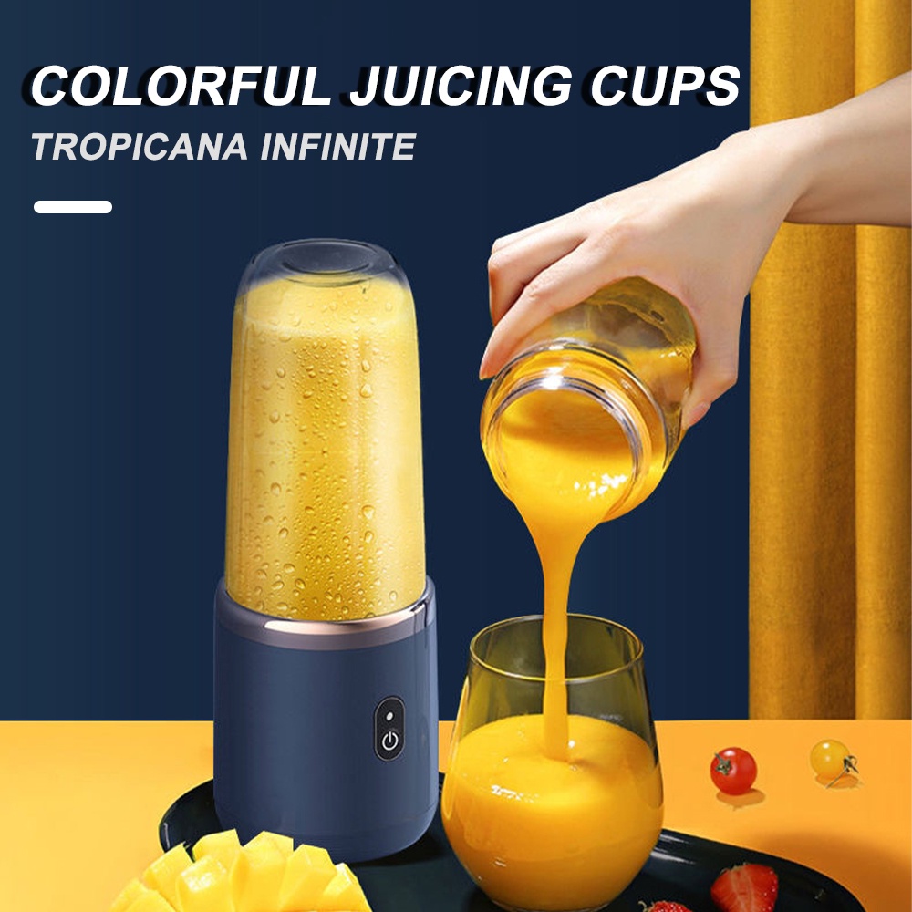 6 Blades Juicer Cup 400ML USB Smoothie Blender Cup Mini Charging Fruit