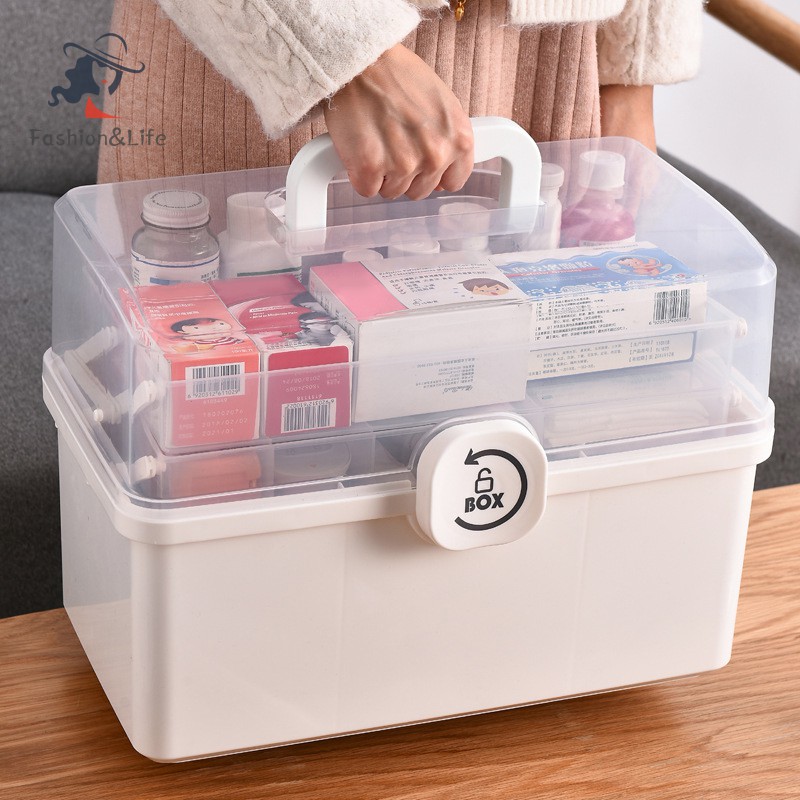 TCXL 【STOCK】 3/2 Layer Portable First Aid Kit Storage Box Plastic Multi