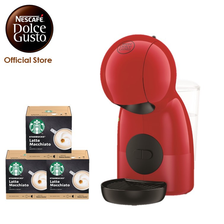 NESCAFE Dolce Gusto PICCOLO XS Coffee Machine (Dark Red) with 3 Boxes