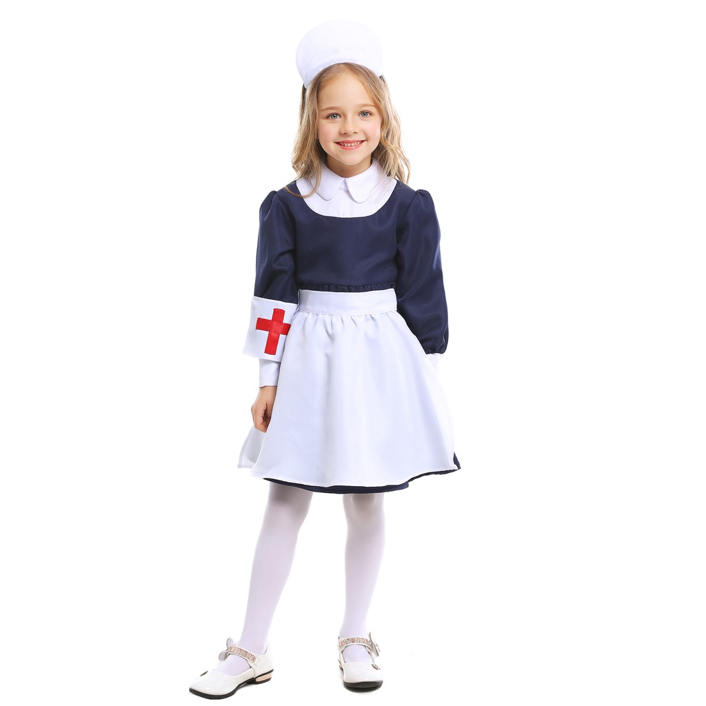 4Pcs Kids Girls Doctor Costume Nurse Uniform Halloween Birthday Cosplay