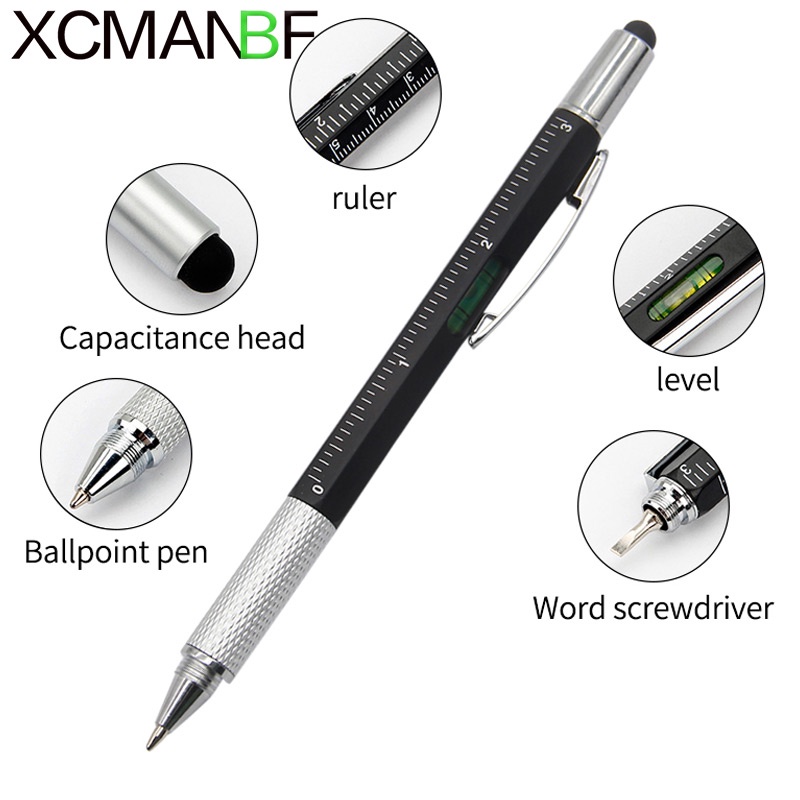 1PC 6 In1 Multifunction Ballpoint Pen with Modern Handheld Tool Measure