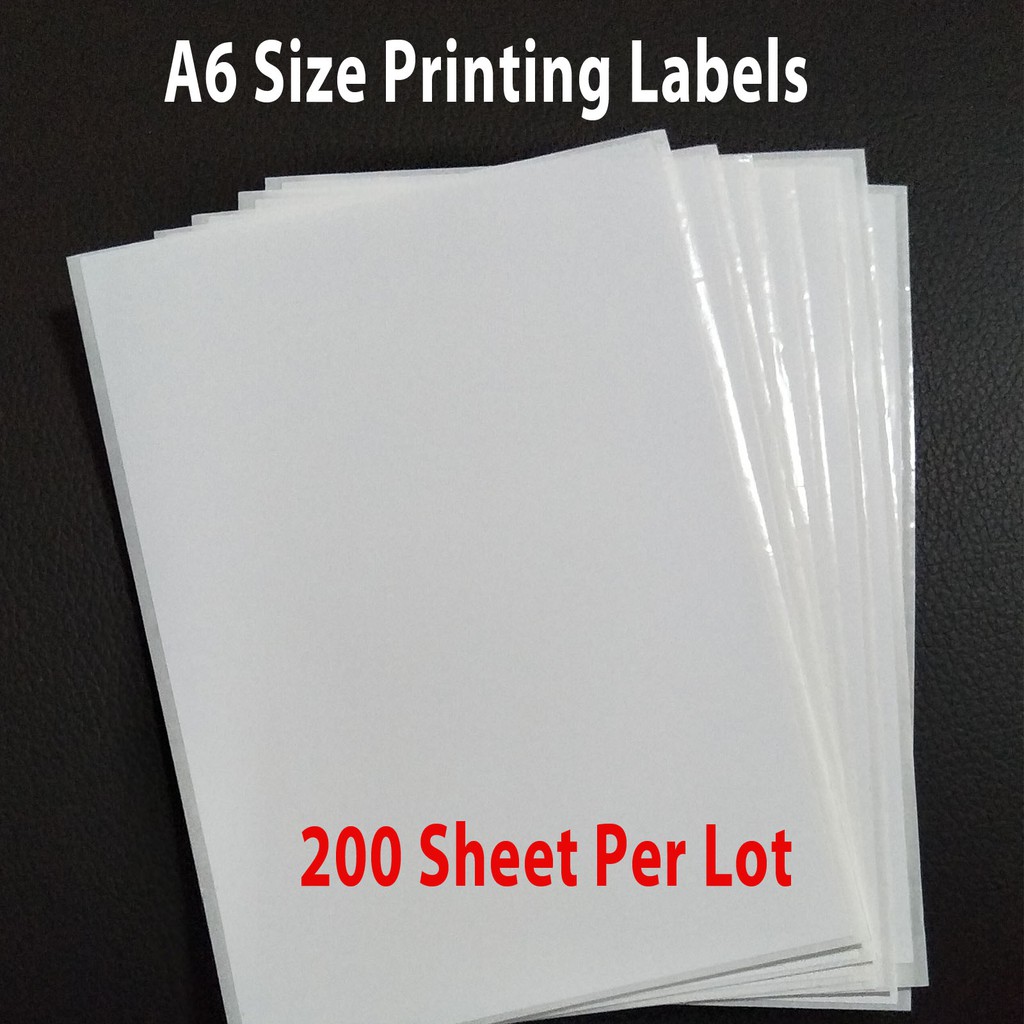 A6 (105mm x 148mm) Size Matte White Adhesive Label Sticker 200 Sheet