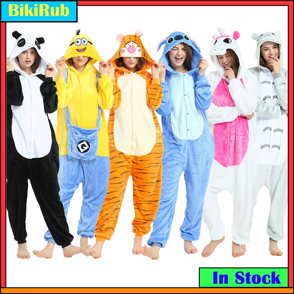 Kigurumi Stitch Minions Pikachu Cartoon Pajamas Jumpsuits Women Men
