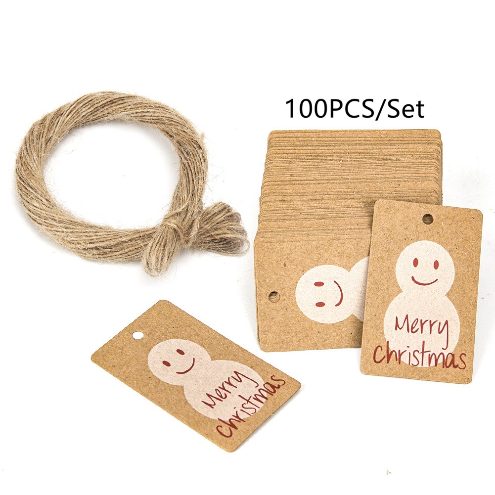 100Pcs/Set Brown Kraft Paper Christmas Gift Tags for DIY Handmade Gifts Packaging Hanging Labels