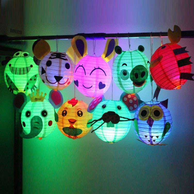 LED Cartoon Animals Paper Lantern Chinese Lantern DIY Handcrafts for