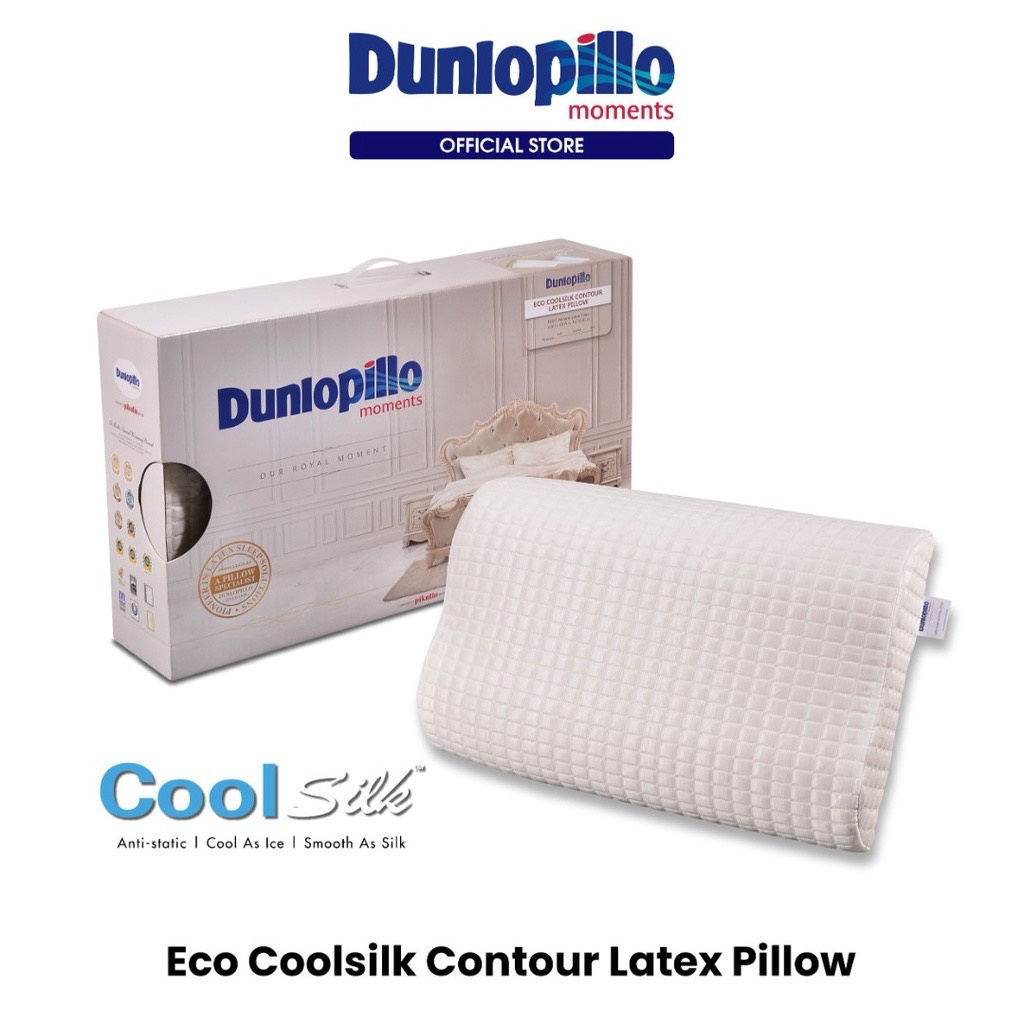 [OFFICIAL] DUNLOPILLO Eco Coolsilk Contour Latex Pillow Shopee Singapore