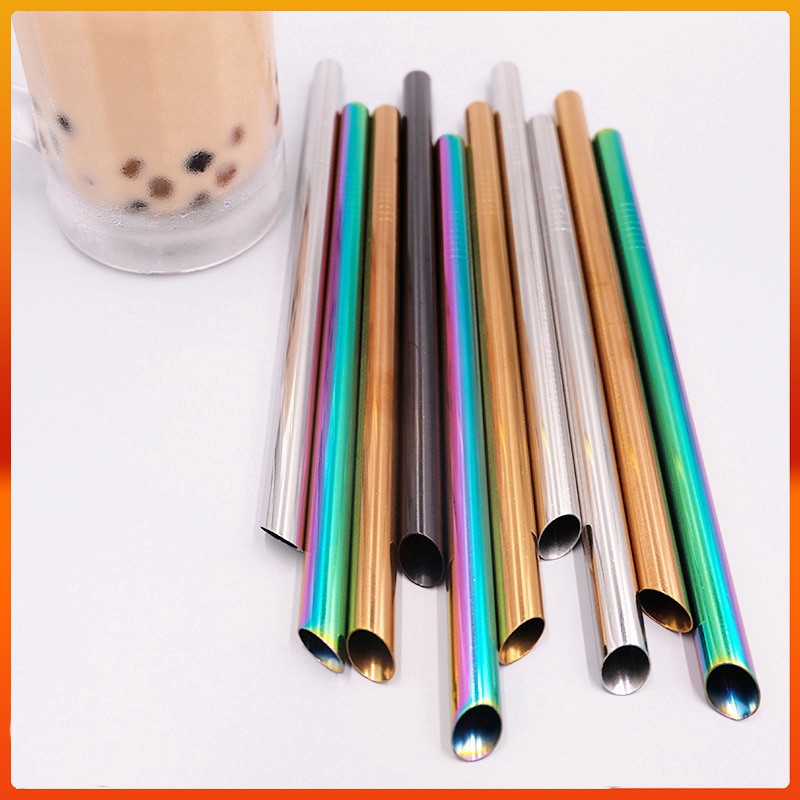1Pc12mm Stainless Steel Boba Straw Reusable Bubble Tea Drinking Straws