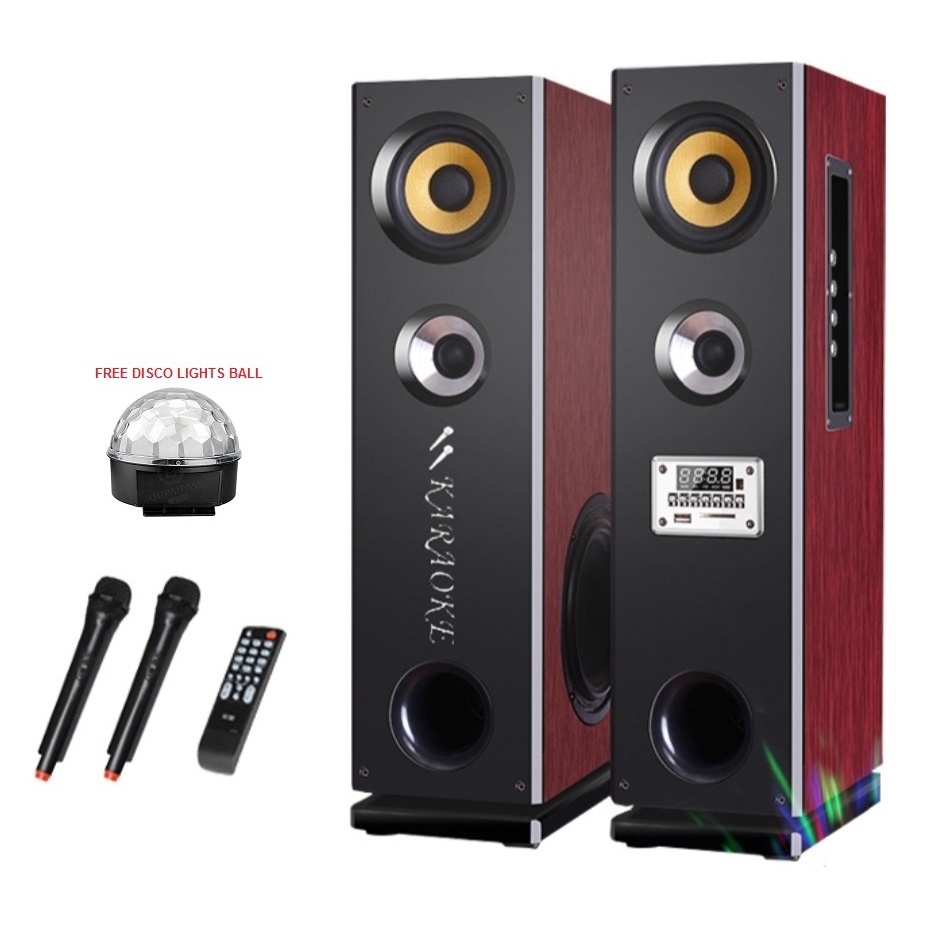[SUPPORT UP TO 4 MICs] DUAL TOWER FM KARAOKE HIFI SOUND SYSTEM with