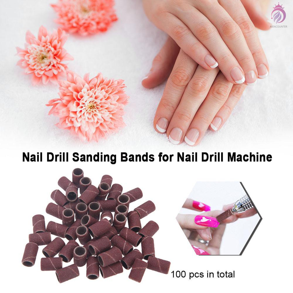 100 Pcs Nail Drill Sanding Bands Grinding Sand for Manicure Pedicure