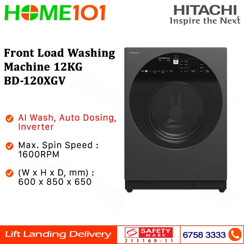 Hitachi Front Load Washing Machine 12KG BD120XGV Shopee Singapore