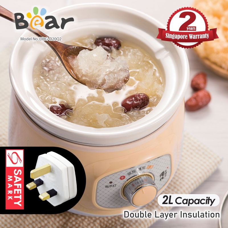 Bear Electric Slow Cooker with Ceramic pot 2.0L (DDGD20Q2) Shopee Singapore