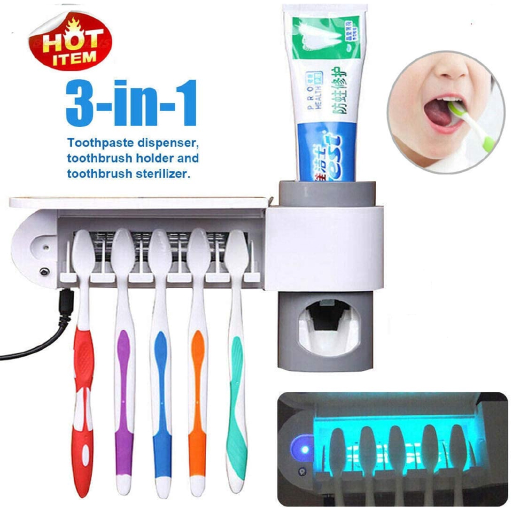 3 in 1 Electric Toothbrush Sanitizer Holder Wall Rechargeable UV