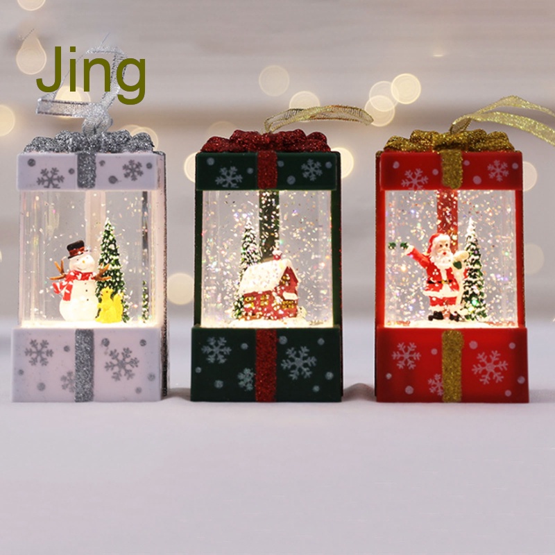 Jing Christmas Lighted Water Lantern Glittering Gift Boxes Hanging Lamp