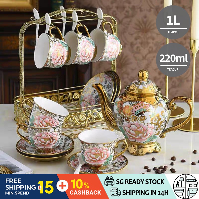 ♥️Livingsg♥️ Ceramic Tea Set Coffee Set Teapot set 20 PCs European