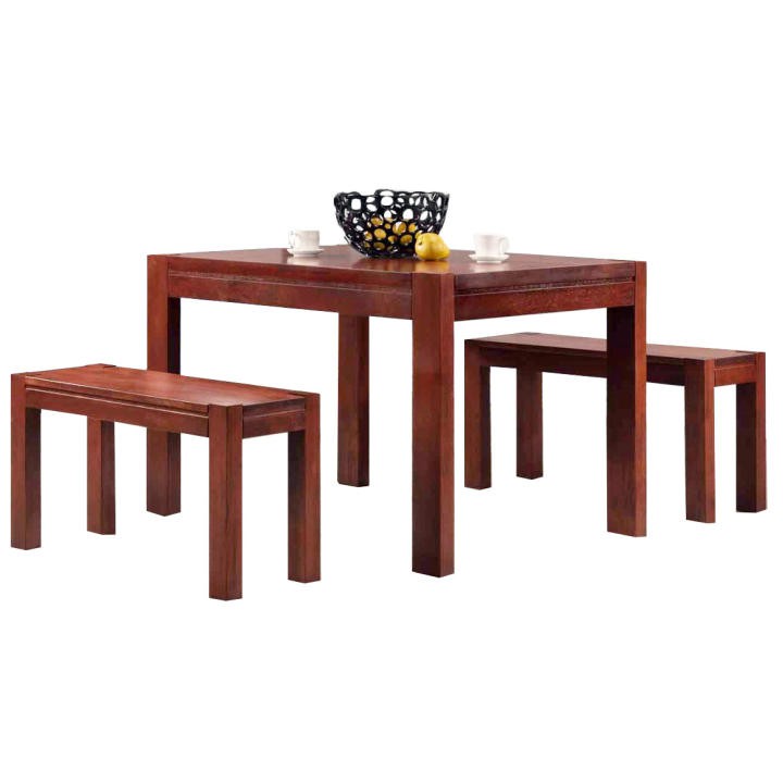 [Furniture Amart] 1 + 2 Solid Wooden Table Chair Bench Dining Set