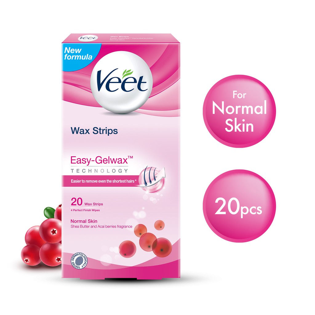 Veet Hair Removal Wax Strips for Normal Skin 20 Strips Shopee Singapore