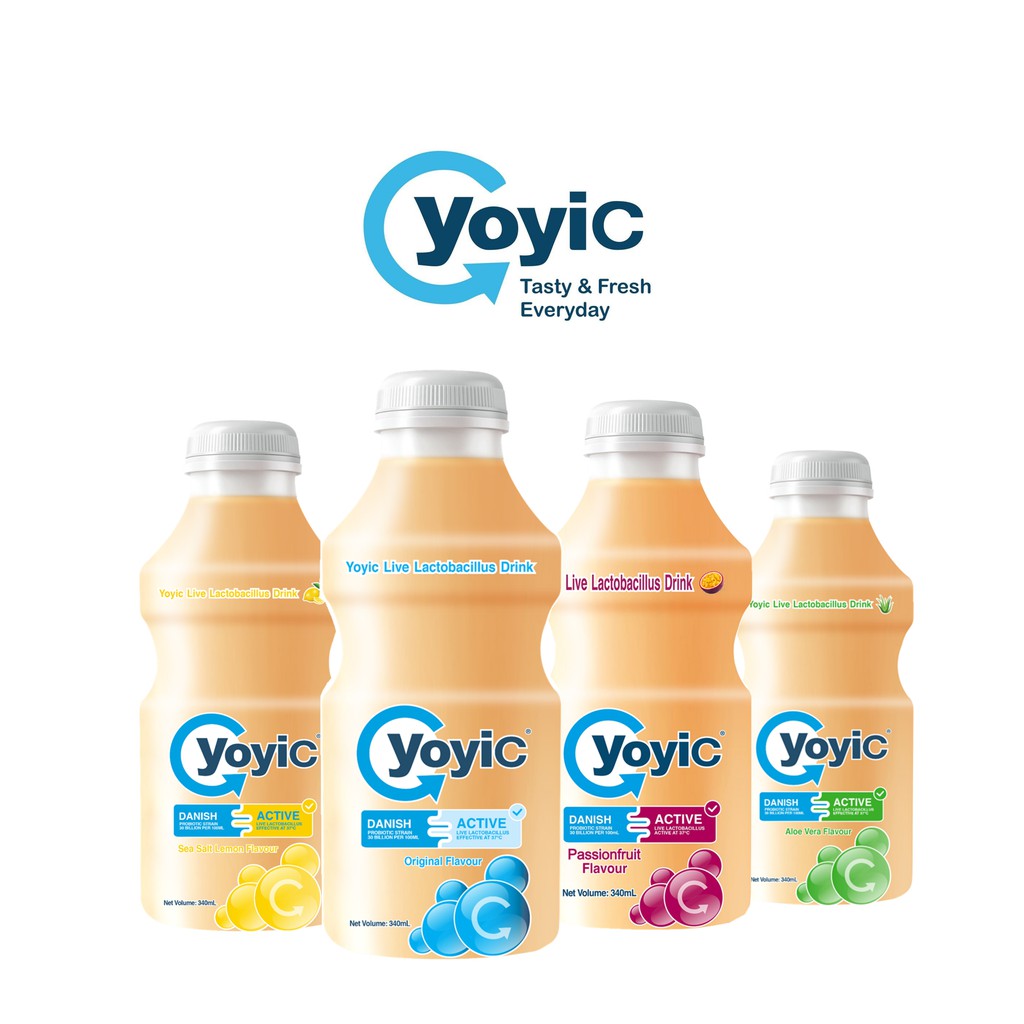YoyiC Live Lactobacillus Bottle Drink 340ML x 24 Bottles（4 Flavors