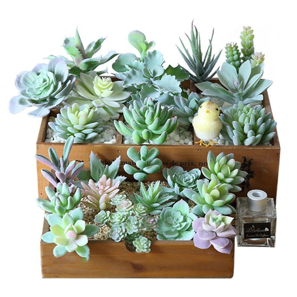 Artificial Succulent Flocking Plants Unpotted Mini Fake Succulents