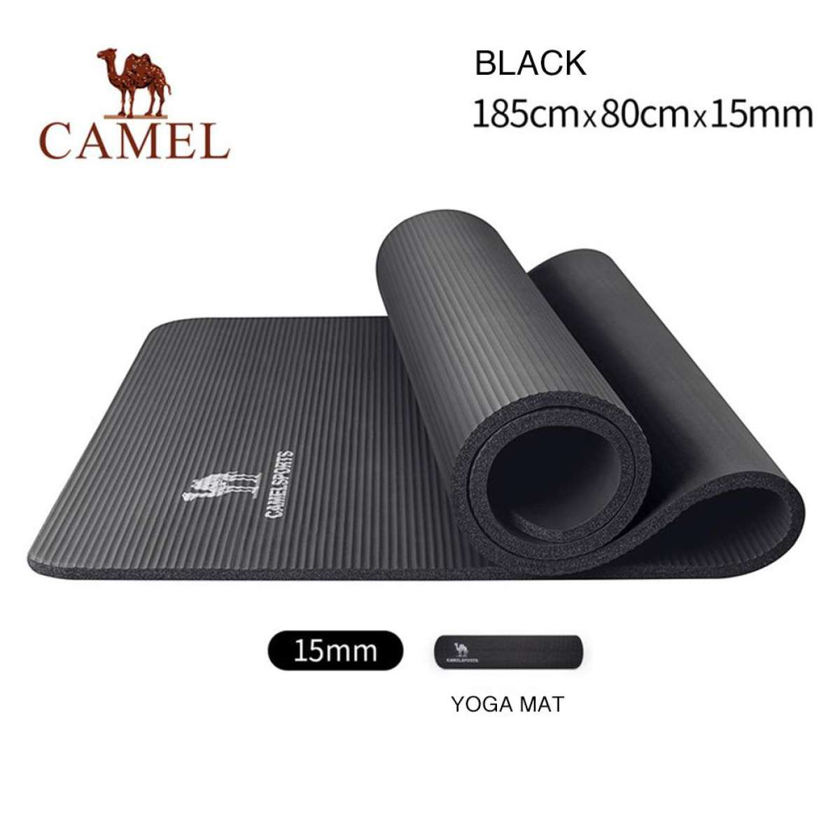 Camel sports thicken and widen 1.3cm nonslip NBR yoga mat fitness pilates mat Shopee Singapore