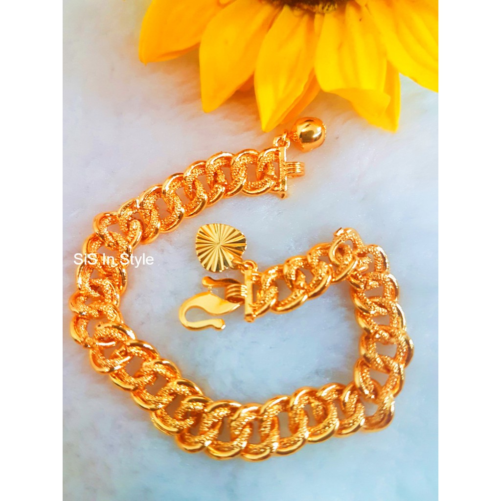 Cop 916 Emas Korea 24K Rantai Tangan Budak COCO Lebar 0.8cm Cakur S