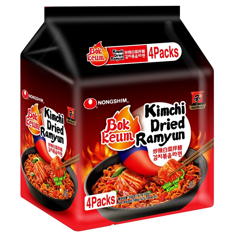 Nongshim Bokkeum Kimchi Dried Ramyun 4s Bag x 147g [Korean] Shopee