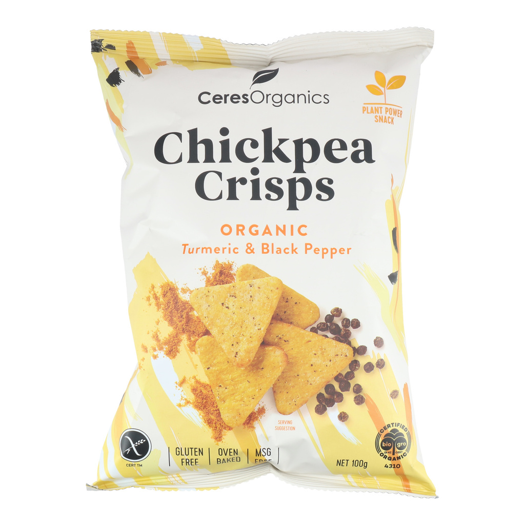 Ceres Organics Chickpea Crisps Turmeric & Black Pepper , 100g(Expiry